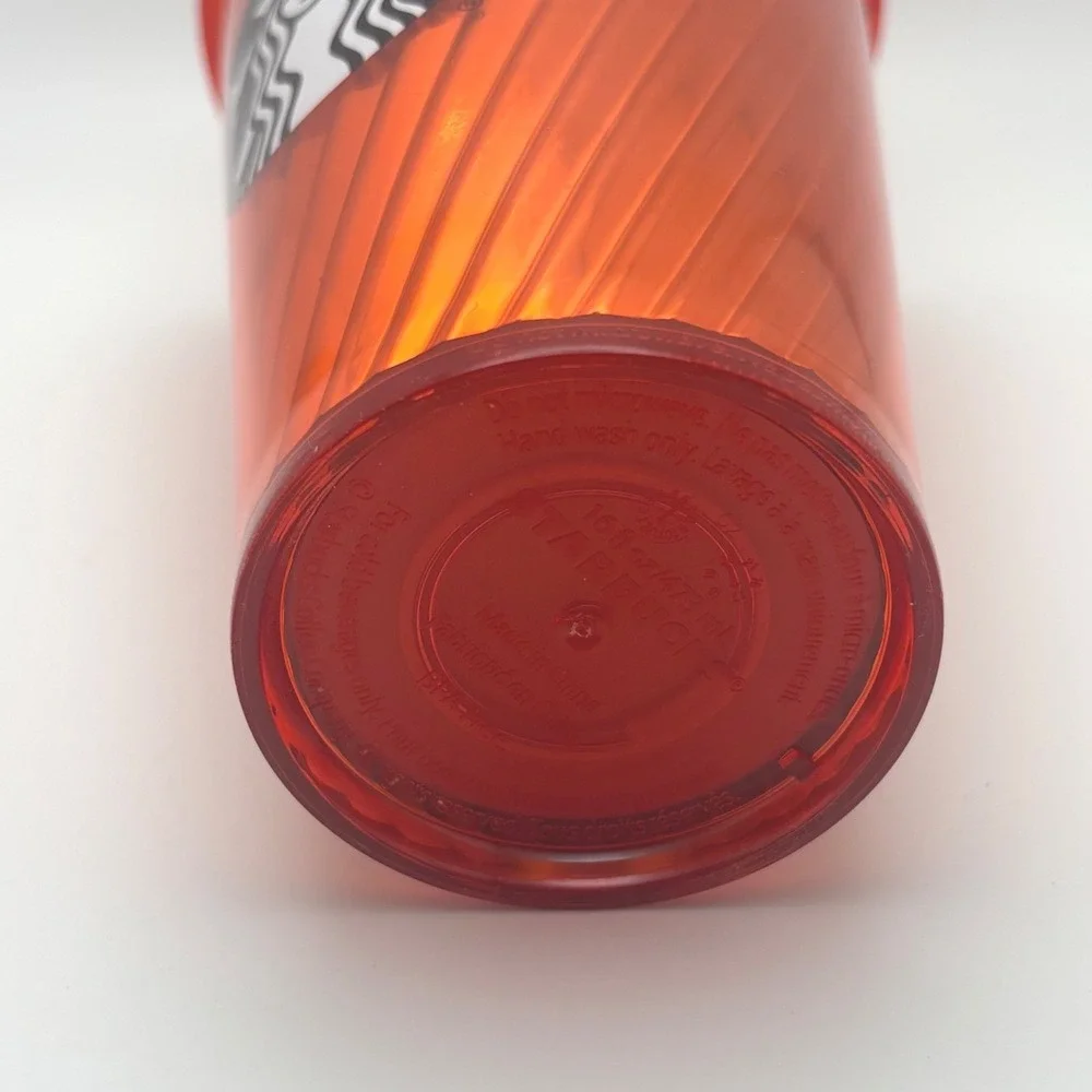 Starbucks Orange Pleated Ribbed Cold Cup Tumbler 16oz Grande with Straw Lid